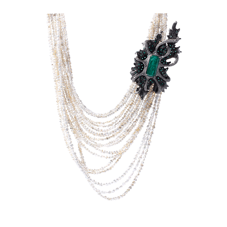 ARUNASHI-Keshi Pearl Necklace-BLACK GOLD