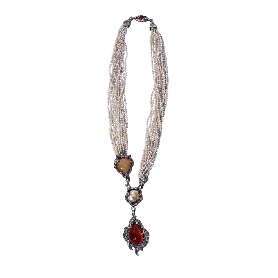 ARUNASHI-Mandarin Garnet Necklace-BLACK GOLD