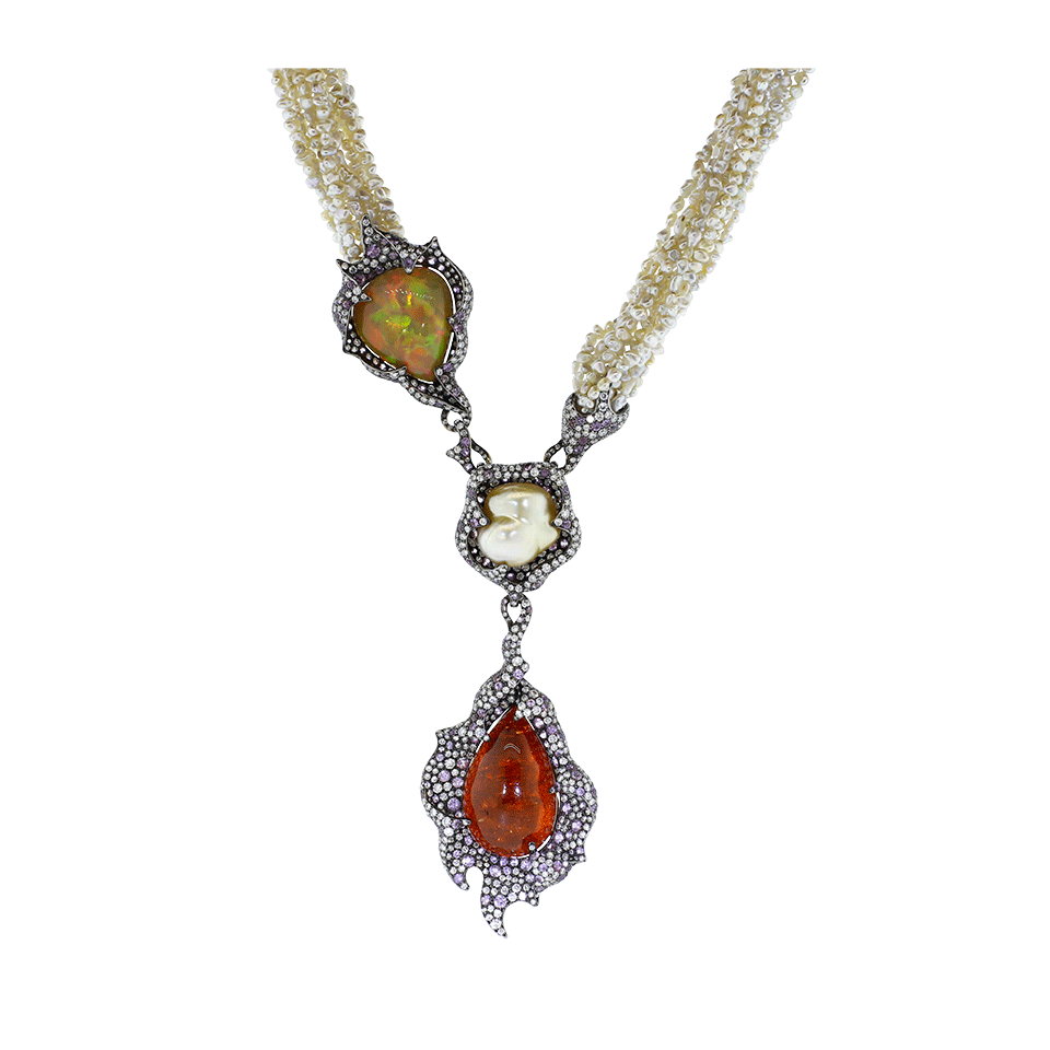 ARUNASHI-Mandarin Garnet Necklace-BLACK GOLD