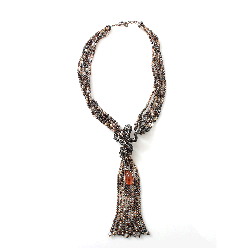 ARUNASHI-Spinel Snake And Tourmaline Necklace-BLACK GOLD