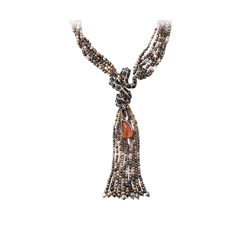 ARUNASHI-Spinel Snake And Tourmaline Necklace-BLACK GOLD