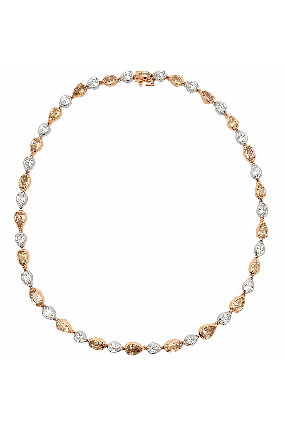 Brown Diamond Pear Stepcut Necklace-ROSE GOLD-JEWELRYFINE JEWELNECKLACE O-ARUNASHI