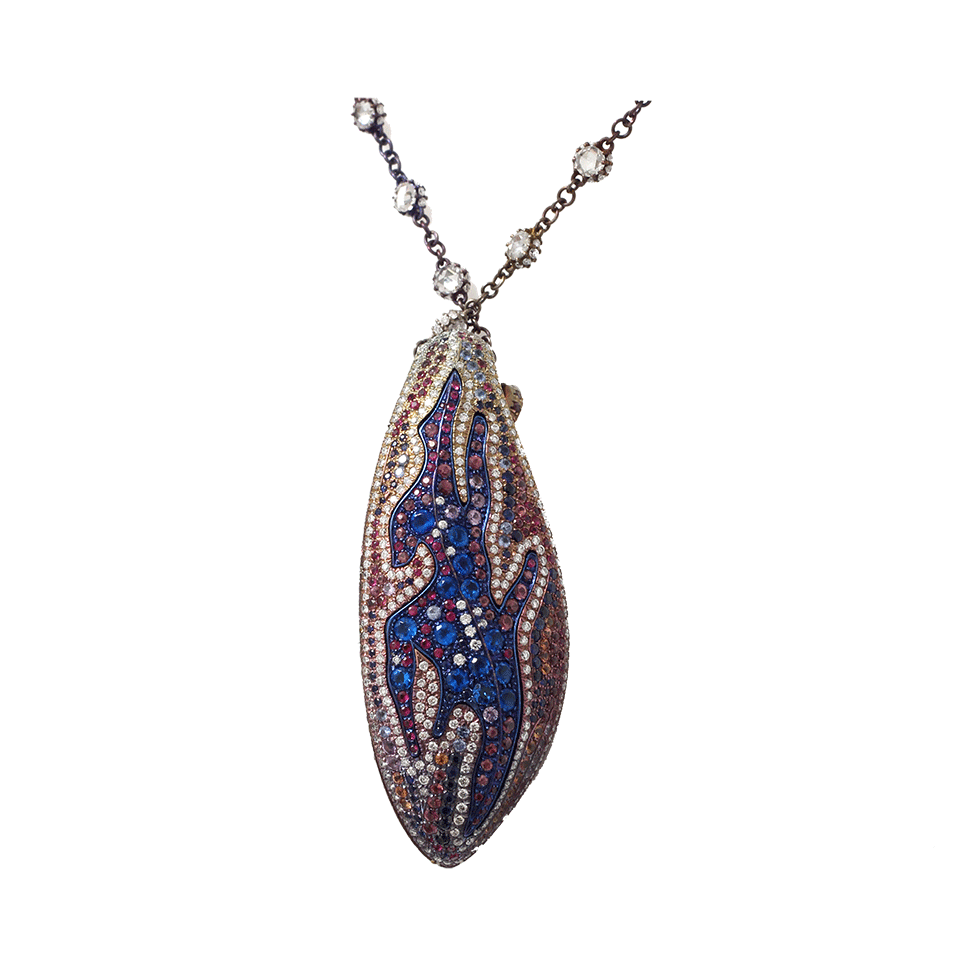 ARUNASHI-Opal Brushstrokes Diamond Necklace-TITANIUM