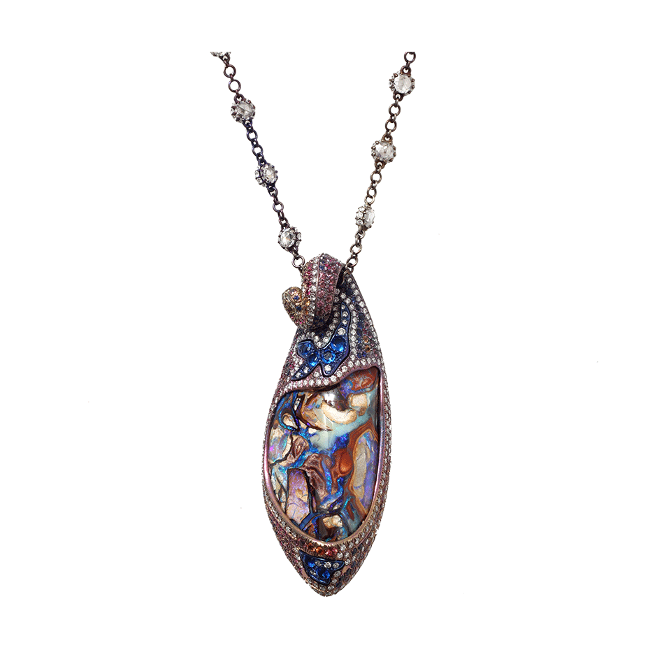 ARUNASHI-Opal Brushstrokes Diamond Necklace-TITANIUM
