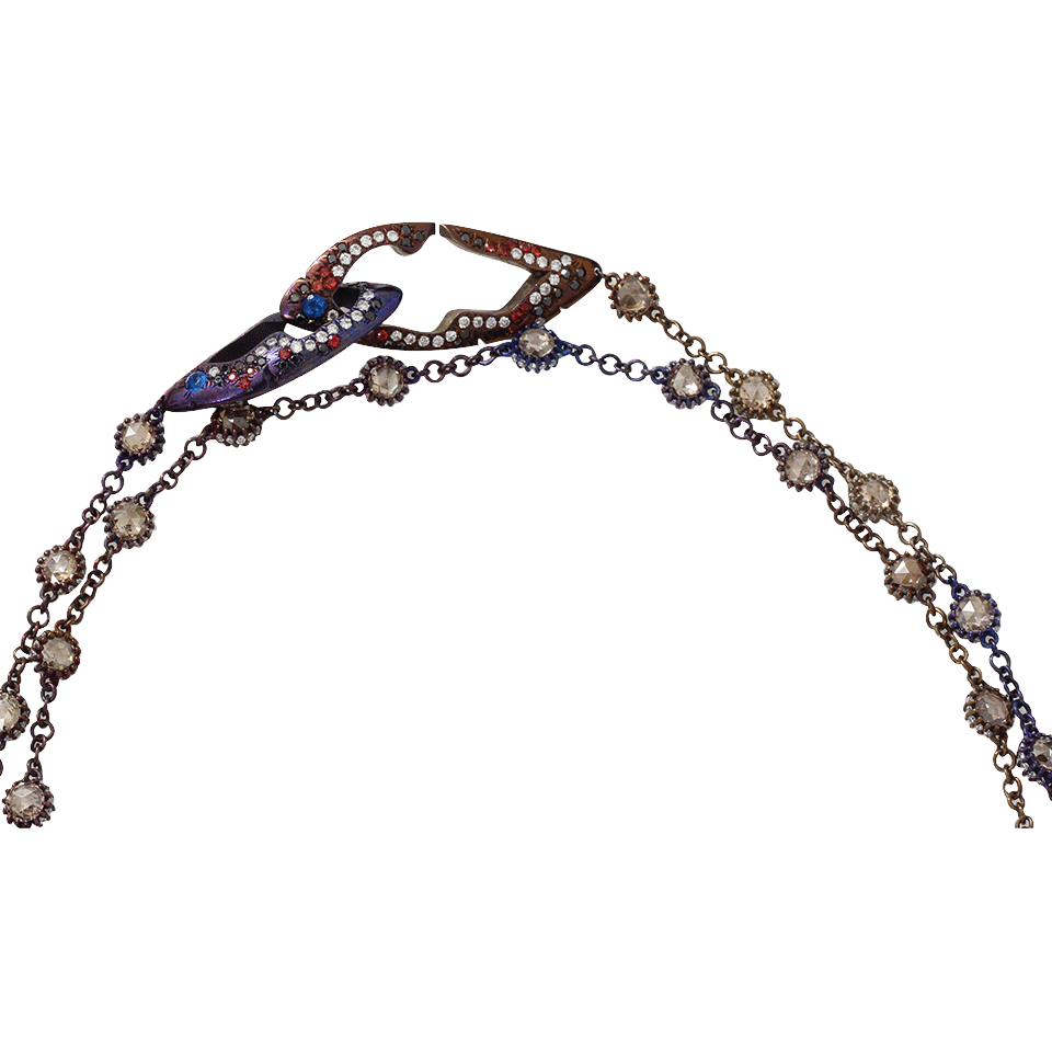 ARUNASHI-Rosecut Cognac Diamond Chain-TITANIUM