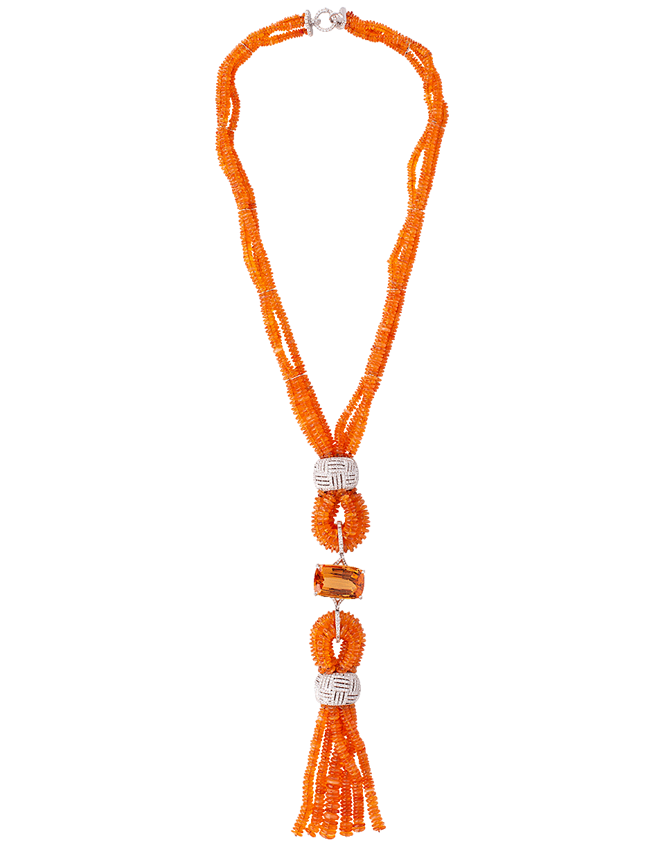 ARUNASHI-Imperial Topaz And Opal Bead Necklace-WHITE GOLD