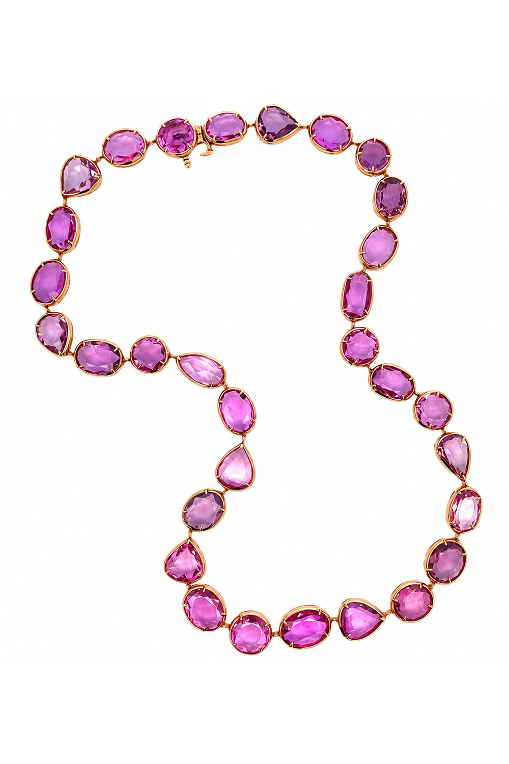 Pink Sapphire Necklace-YELLOW GOLD-JEWELRYFINE JEWELNECKLACE O-ARUNASHI