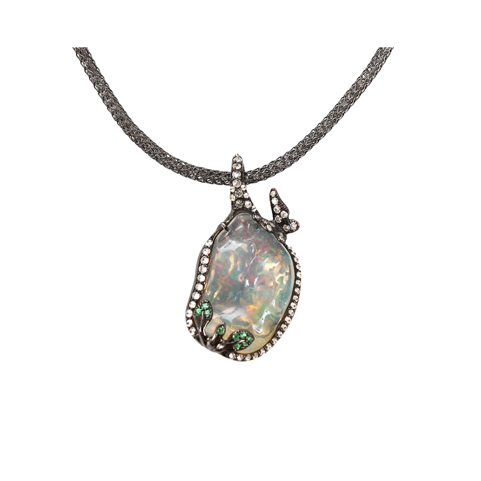 ARUNASHI-Fire Opal Butterfly Pendant-BLACK GOLD