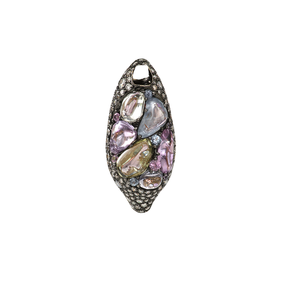ARUNASHI-Multi-Color Sapphire Pendant-BLACK GOLD