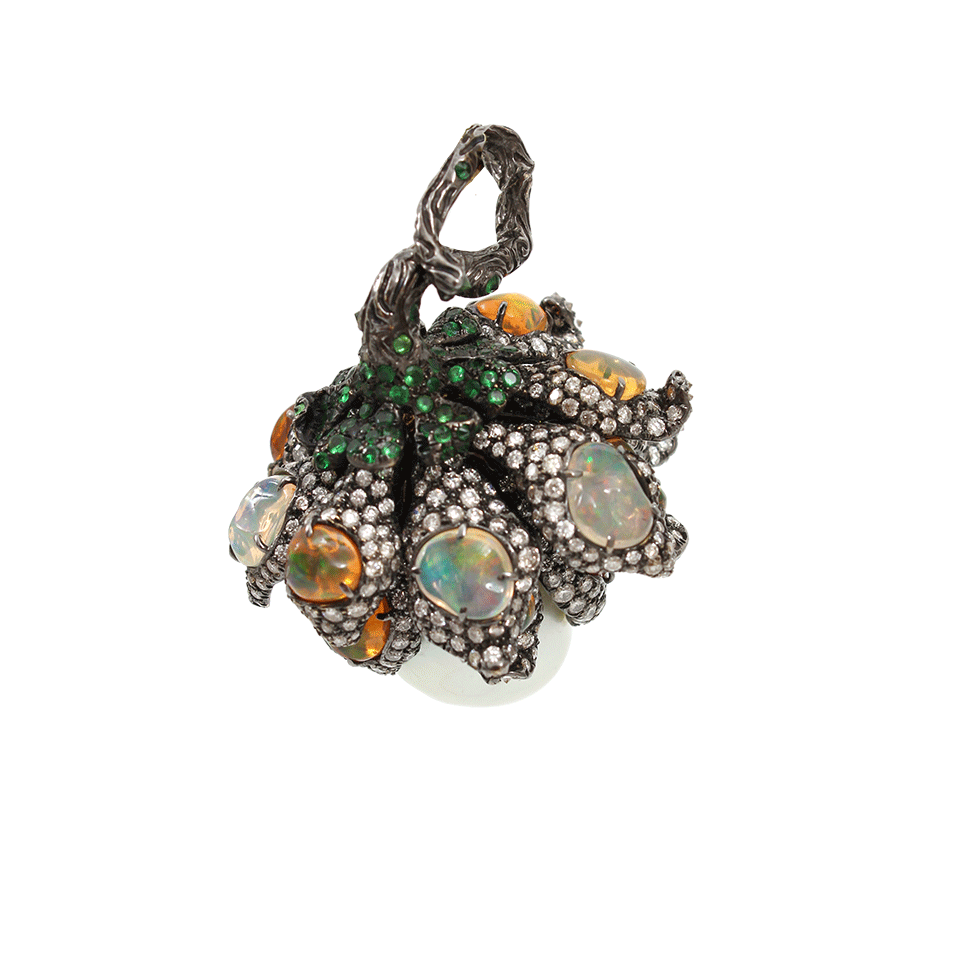 ARUNASHI-South Sea Pearl Wildflower Pendant-BLACK GOLD