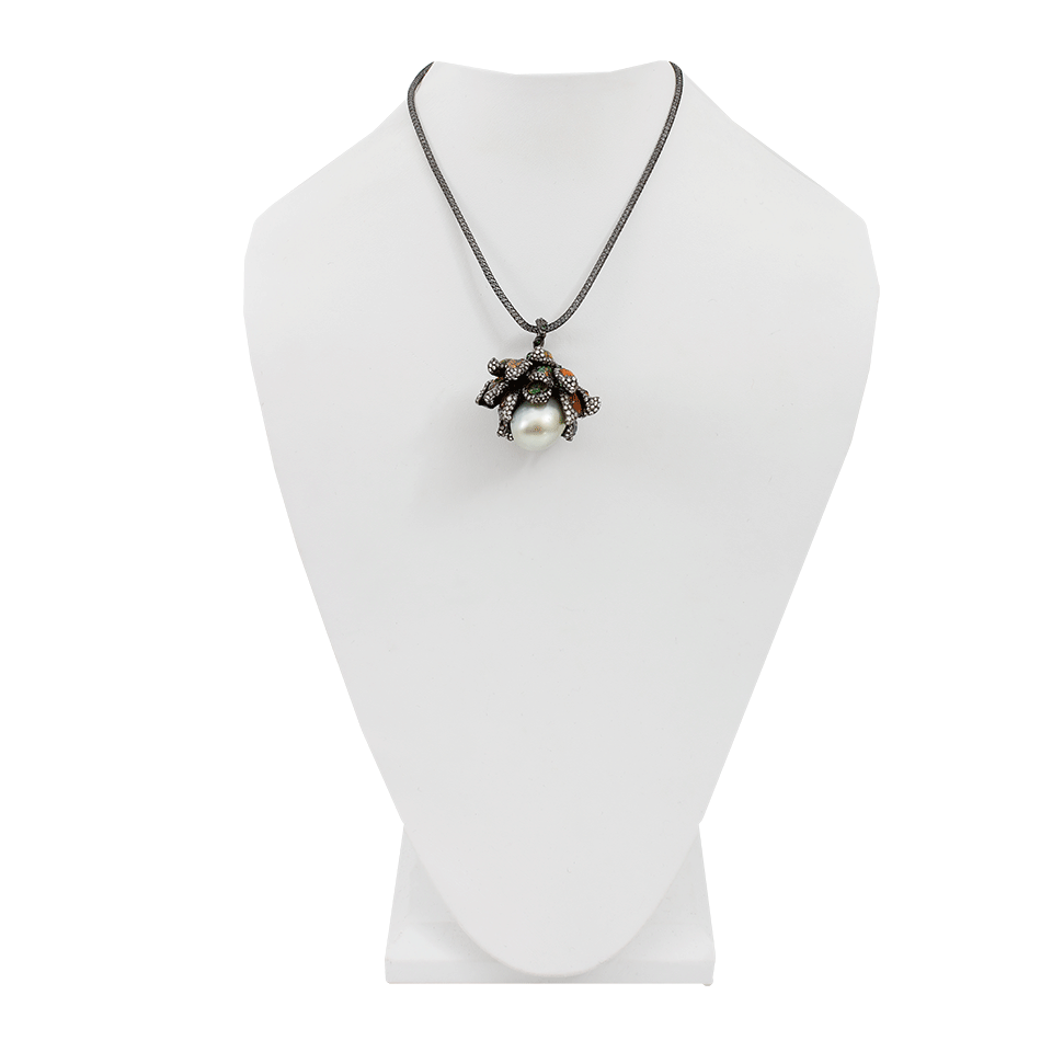 ARUNASHI-South Sea Pearl Wildflower Pendant-BLACK GOLD