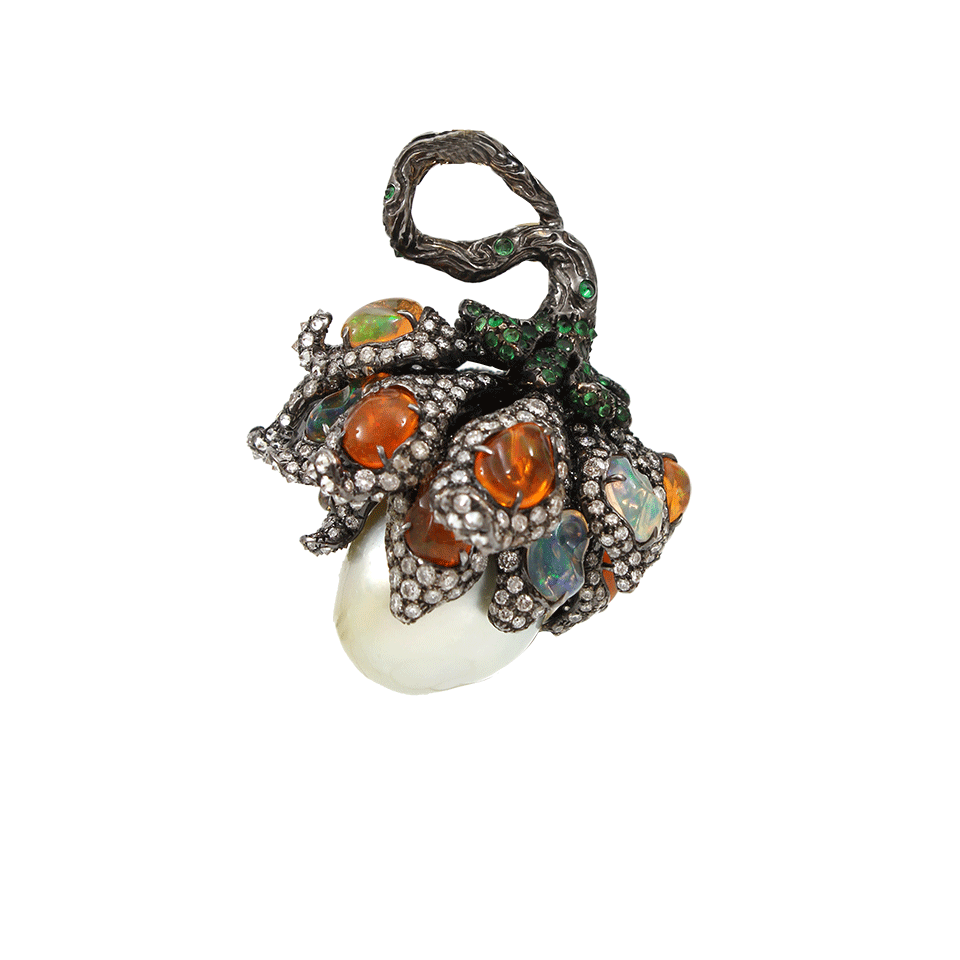 ARUNASHI-South Sea Pearl Wildflower Pendant-BLACK GOLD