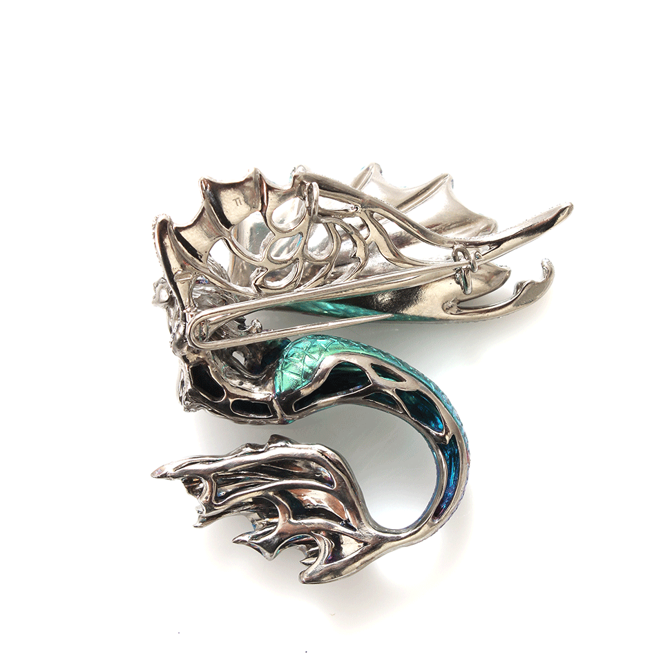 ARUNASHI-Paraiba Mermaid Pin/Pendant-WHITE GOLD