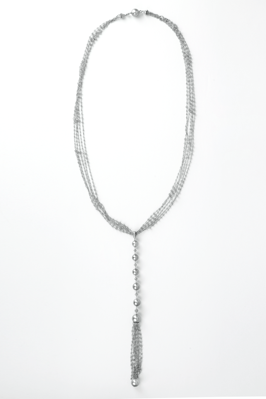 ARUNASHI-Silver South Sea Pearl Tassel-WHITE GOLD