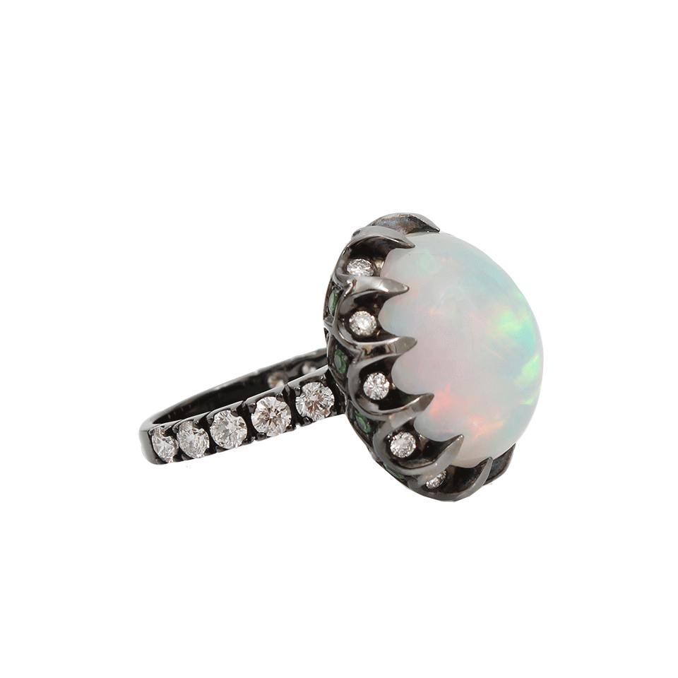 ARUNASHI-Opal Ring In Claw Setting-BLACK GOLD