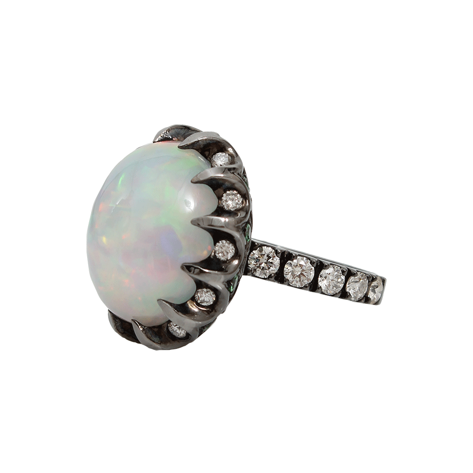 ARUNASHI-Opal Ring In Claw Setting-BLACK GOLD