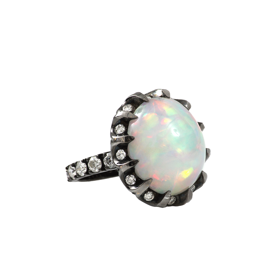 ARUNASHI-Opal Ring In Claw Setting-BLACK GOLD