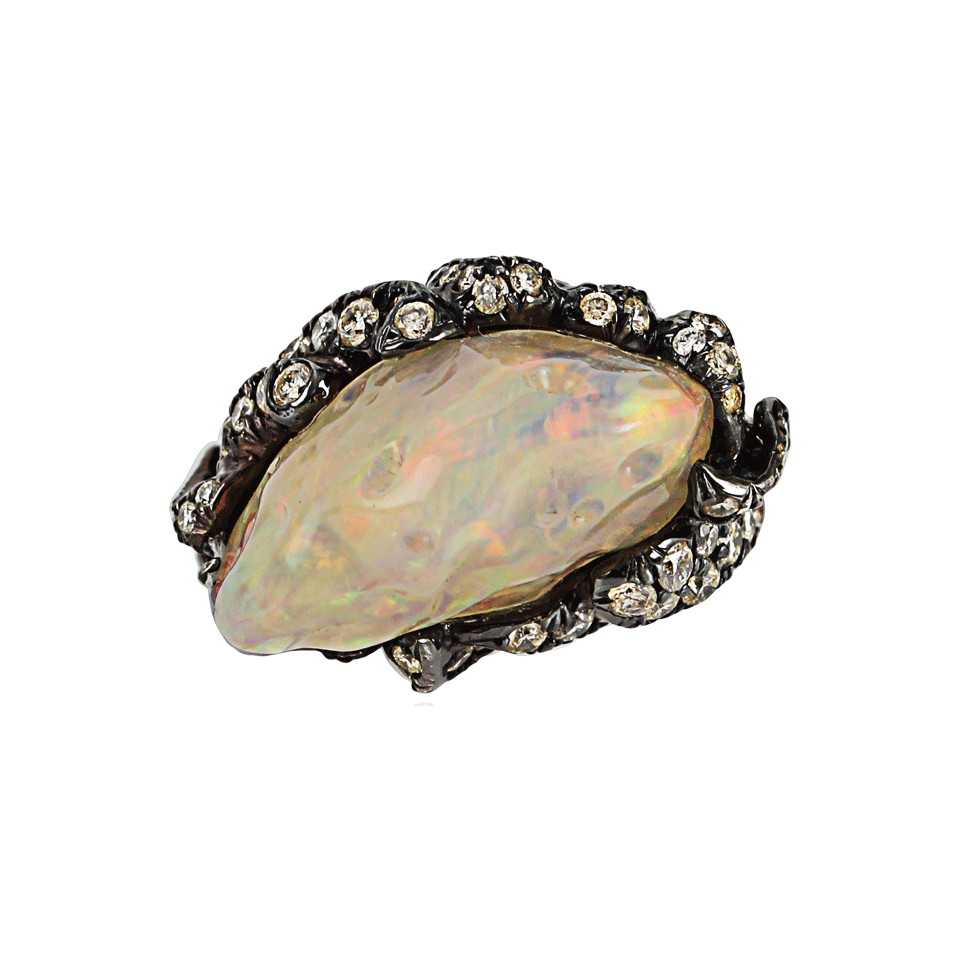 ARUNASHI-Fire Opal Flames Ring-BLACK GOLD