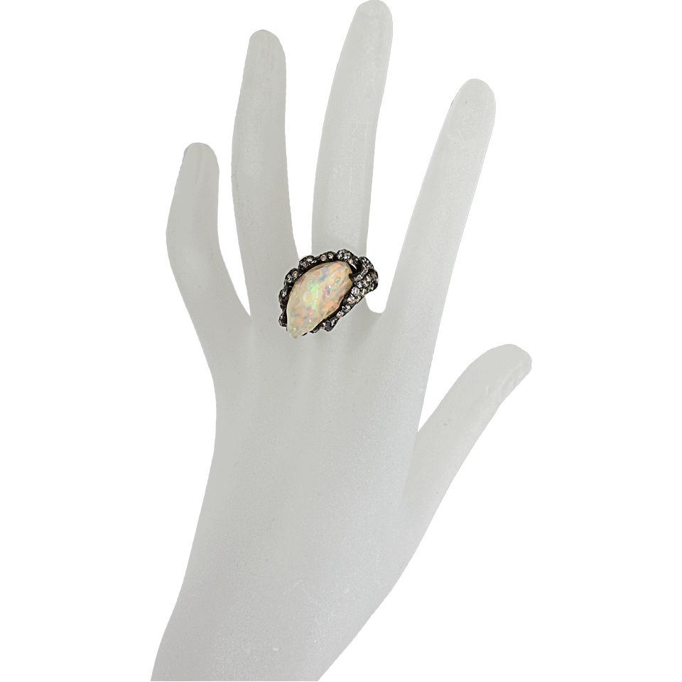 ARUNASHI-Fire Opal Flames Ring-BLACK GOLD