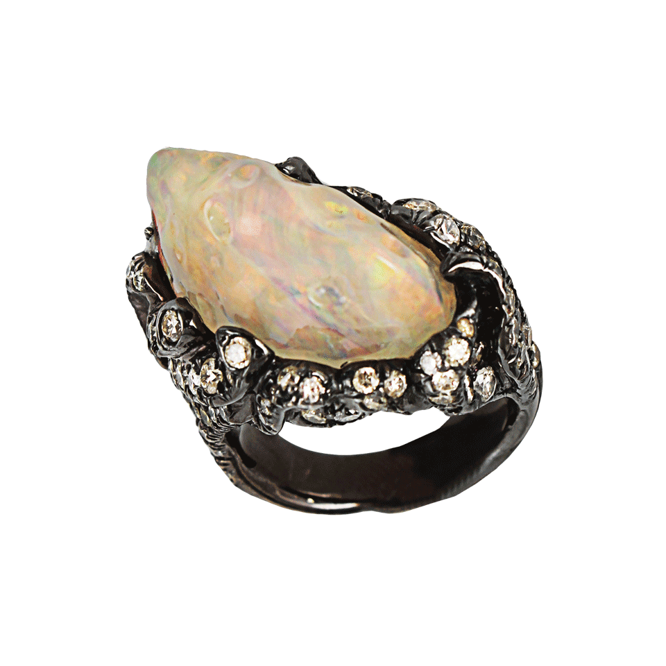 ARUNASHI-Fire Opal Flames Ring-BLACK GOLD