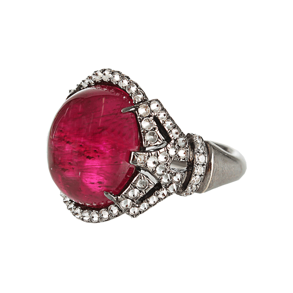ARUNASHI-Rubellite-Tourmaline and Diamond Ring-BLCK GLD