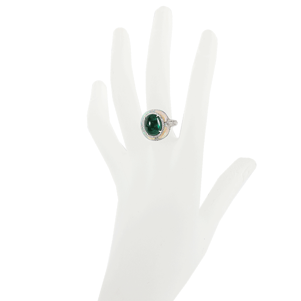 ARUNASHI-Emerald and Opal Ring-BLK GOLD