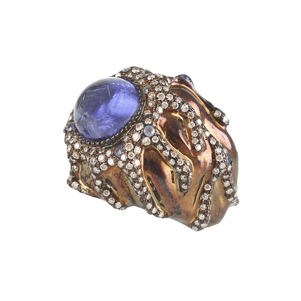 ARUNASHI-Tanzanite and Diamond Ring-OXDZDGLD