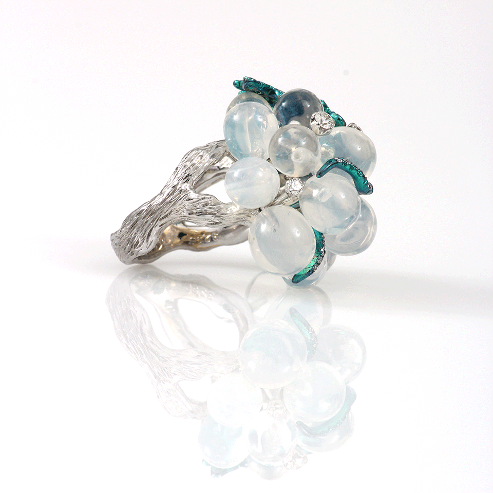 ARUNASHI-Water Opal Grape Ring-TITANIUM