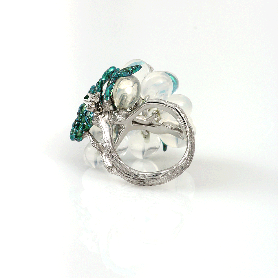 ARUNASHI-Water Opal Grape Ring-TITANIUM