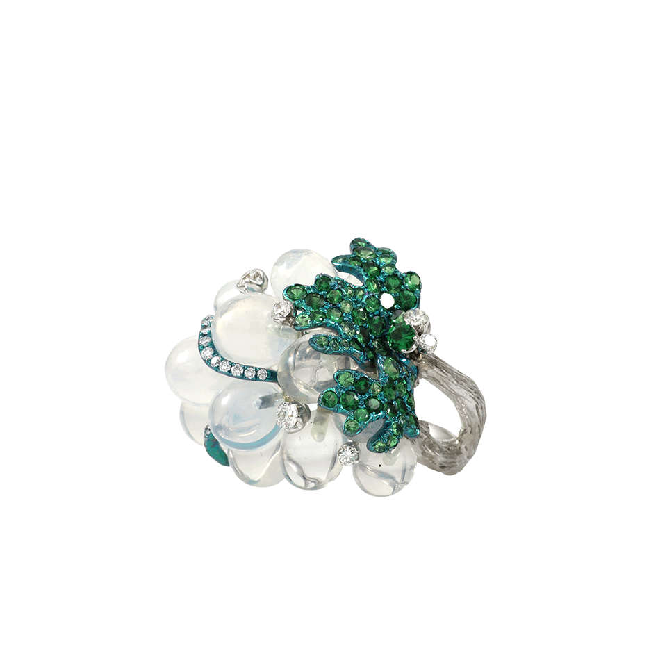 ARUNASHI-Water Opal Grape Ring-TITANIUM