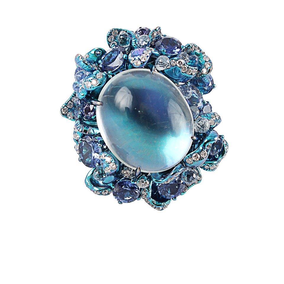 ARUNASHI-Blue Moonstone Ring-TITANIUM
