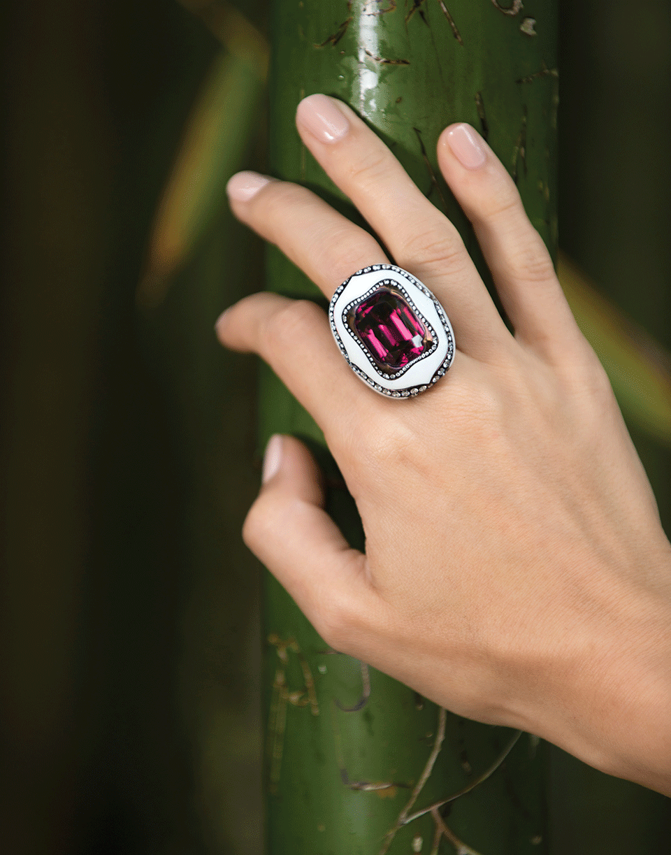 ARUNASHI-Rhodolite Ring-TITANIUM
