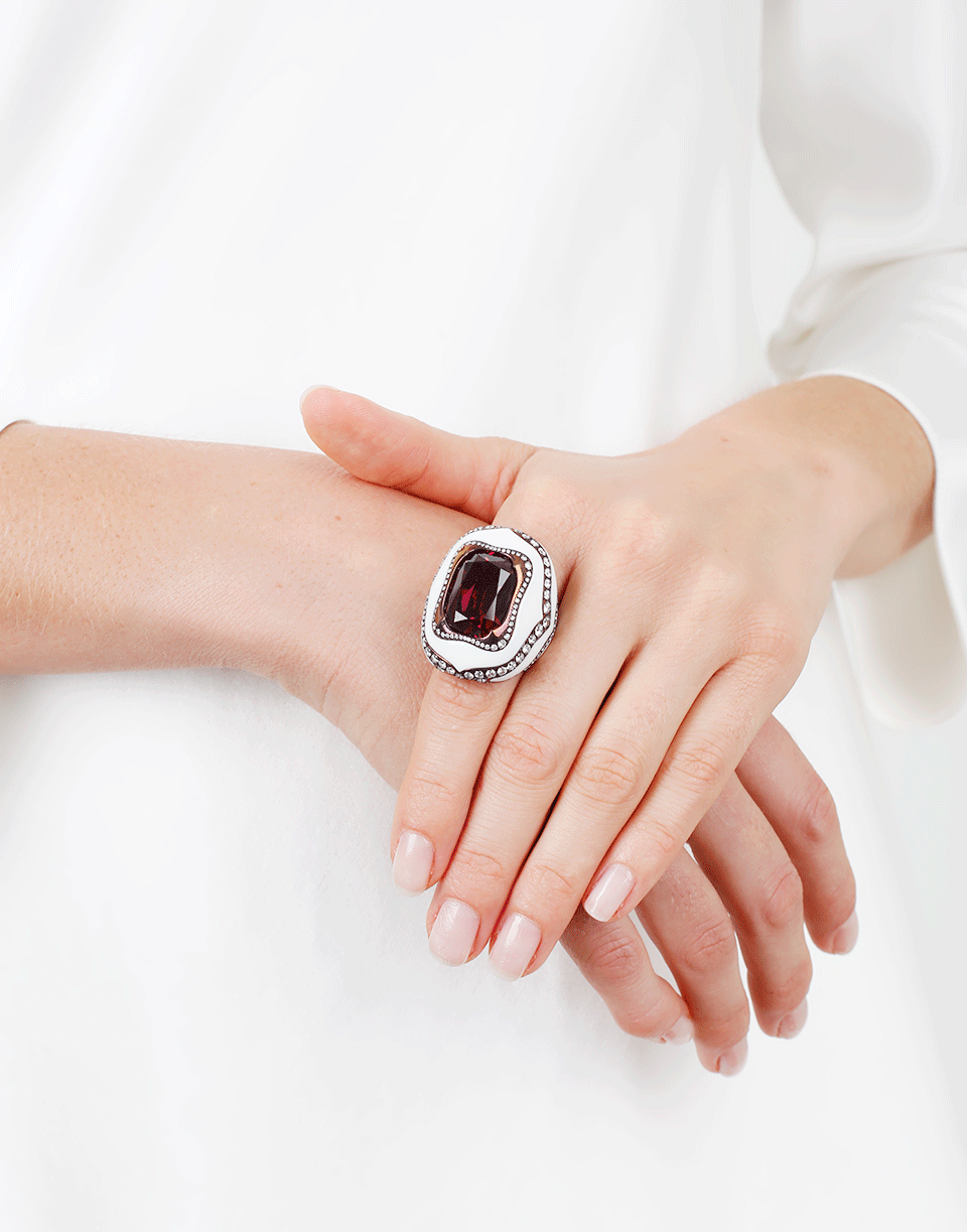 ARUNASHI-Rhodolite Ring-TITANIUM