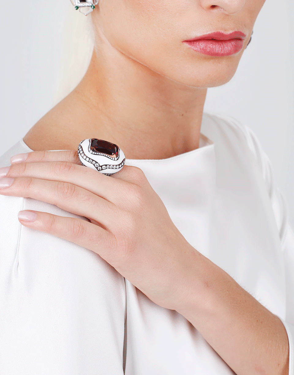 ARUNASHI-Rhodolite Ring-TITANIUM