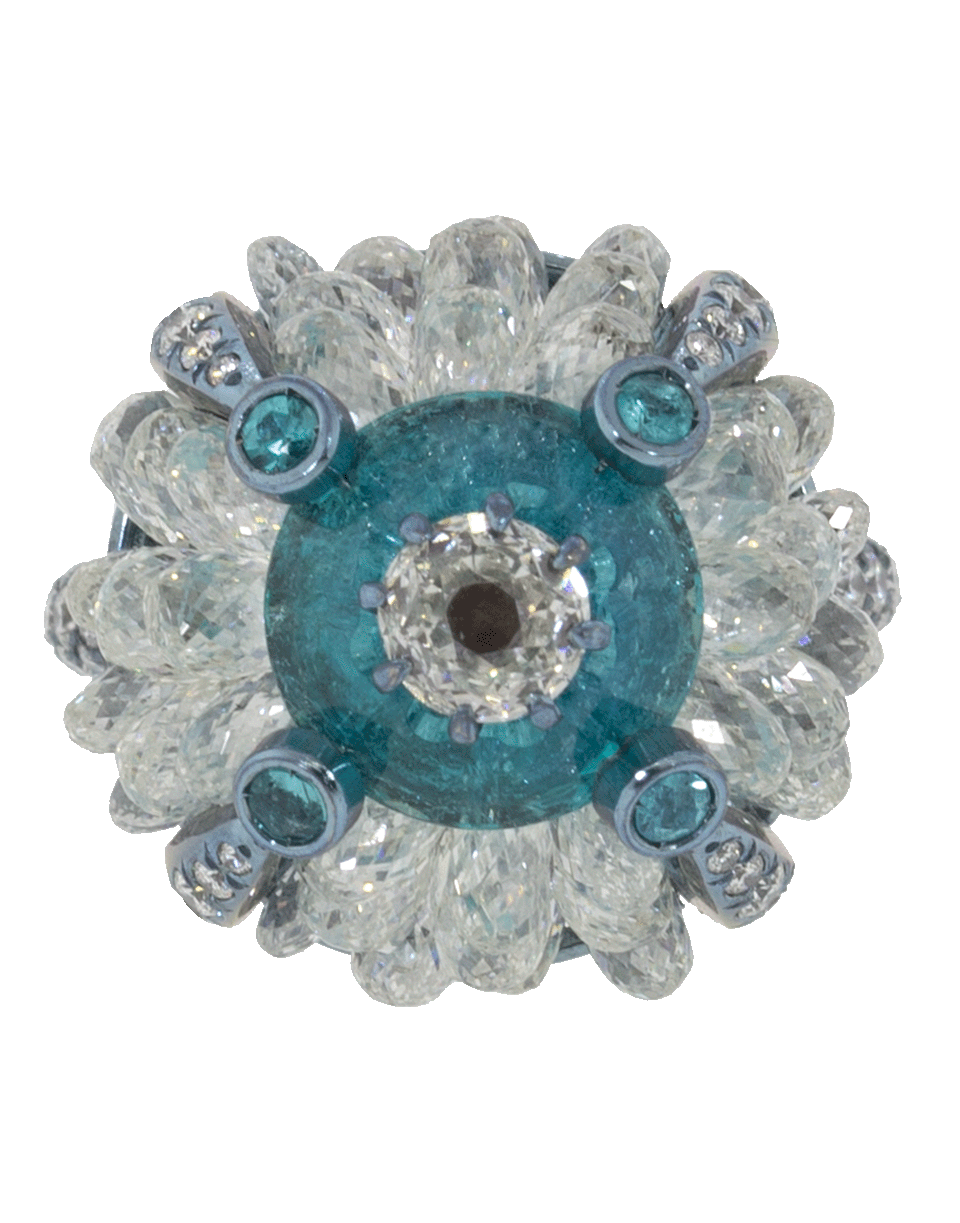 ARUNASHI-Paraiba And Diamond Briolette Ring-TITANIUM