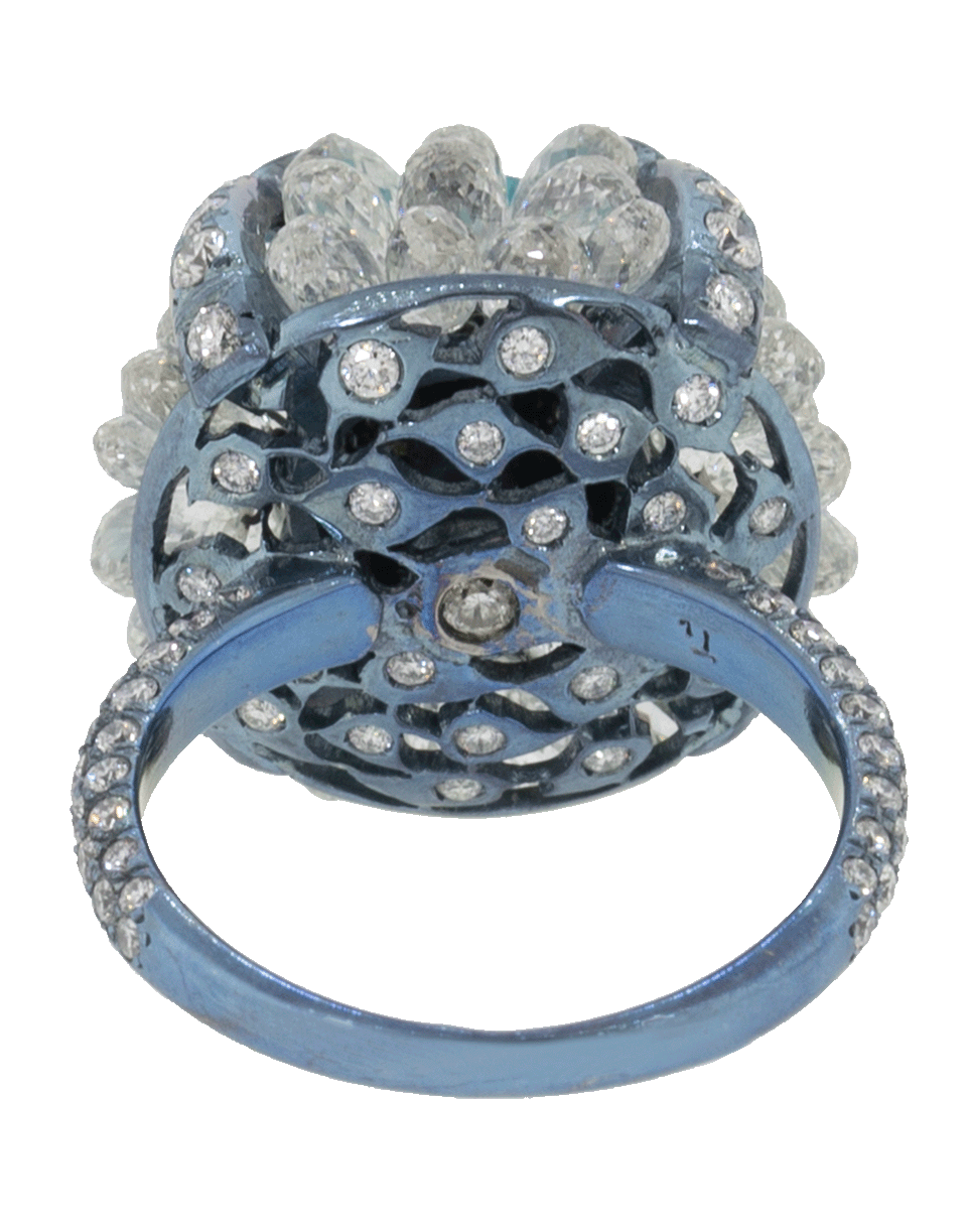 ARUNASHI-Paraiba And Diamond Briolette Ring-TITANIUM