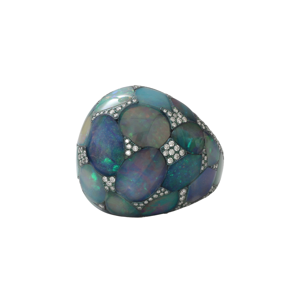ARUNASHI-Seamless Opal Dome Ring-TITANIUM