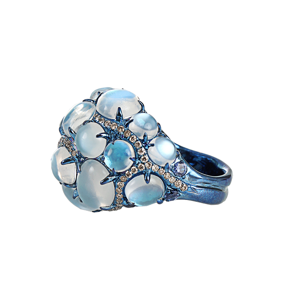 ARUNASHI-Blue Moonstone Ring-TITANIUM