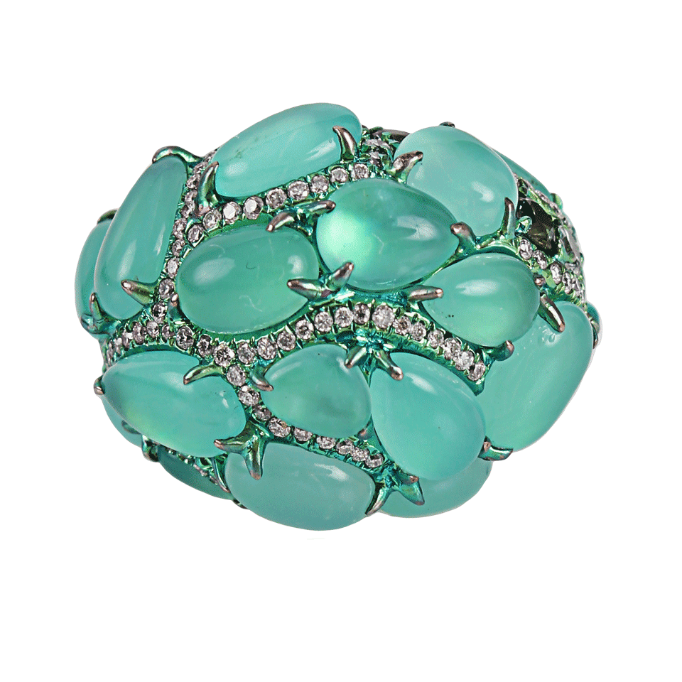 ARUNASHI-Blue-Opal, Diamond and Sapphire Ring-TITANIUM