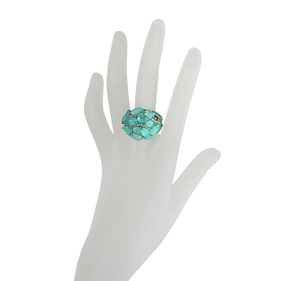 ARUNASHI-Blue-Opal, Diamond and Sapphire Ring-TITANIUM