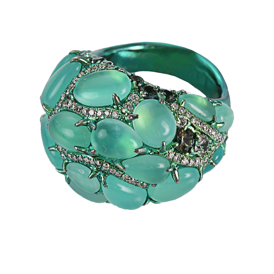 ARUNASHI-Blue-Opal, Diamond and Sapphire Ring-TITANIUM