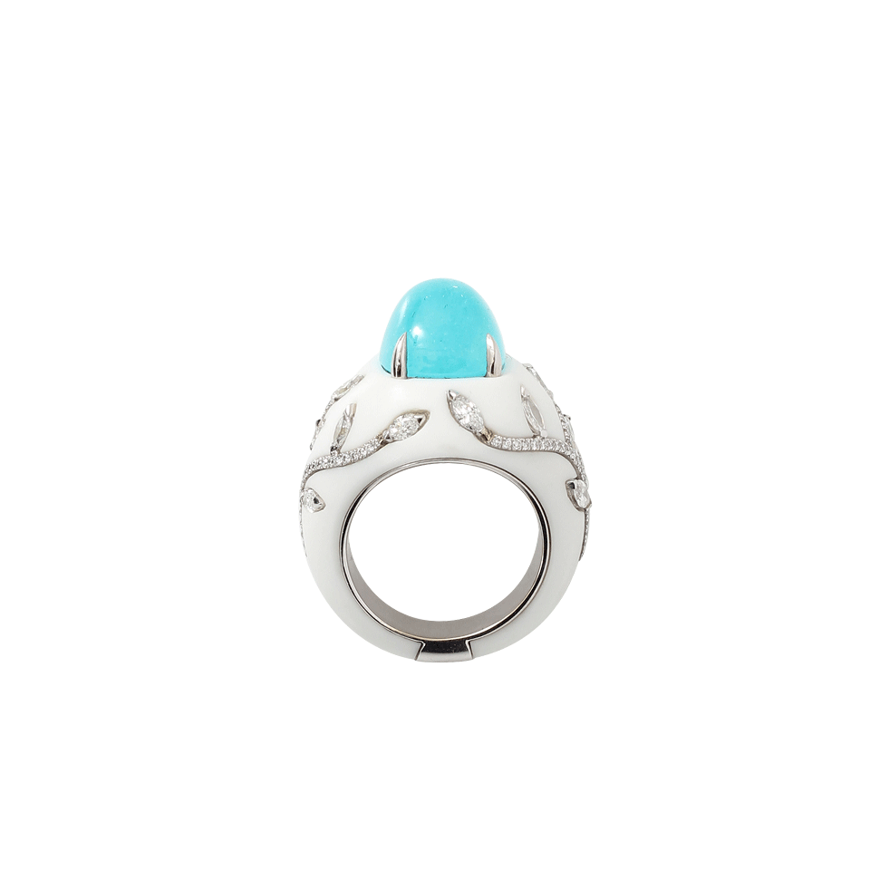 ARUNASHI-Cabochon Paraiba Corian Ring-WHITE GOLD