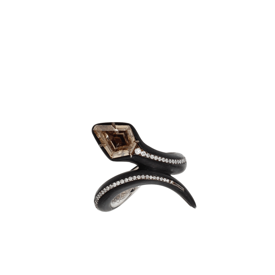 ARUNASHI-Diamond Carbon Fiber Snake Ring-WHITE GOLD
