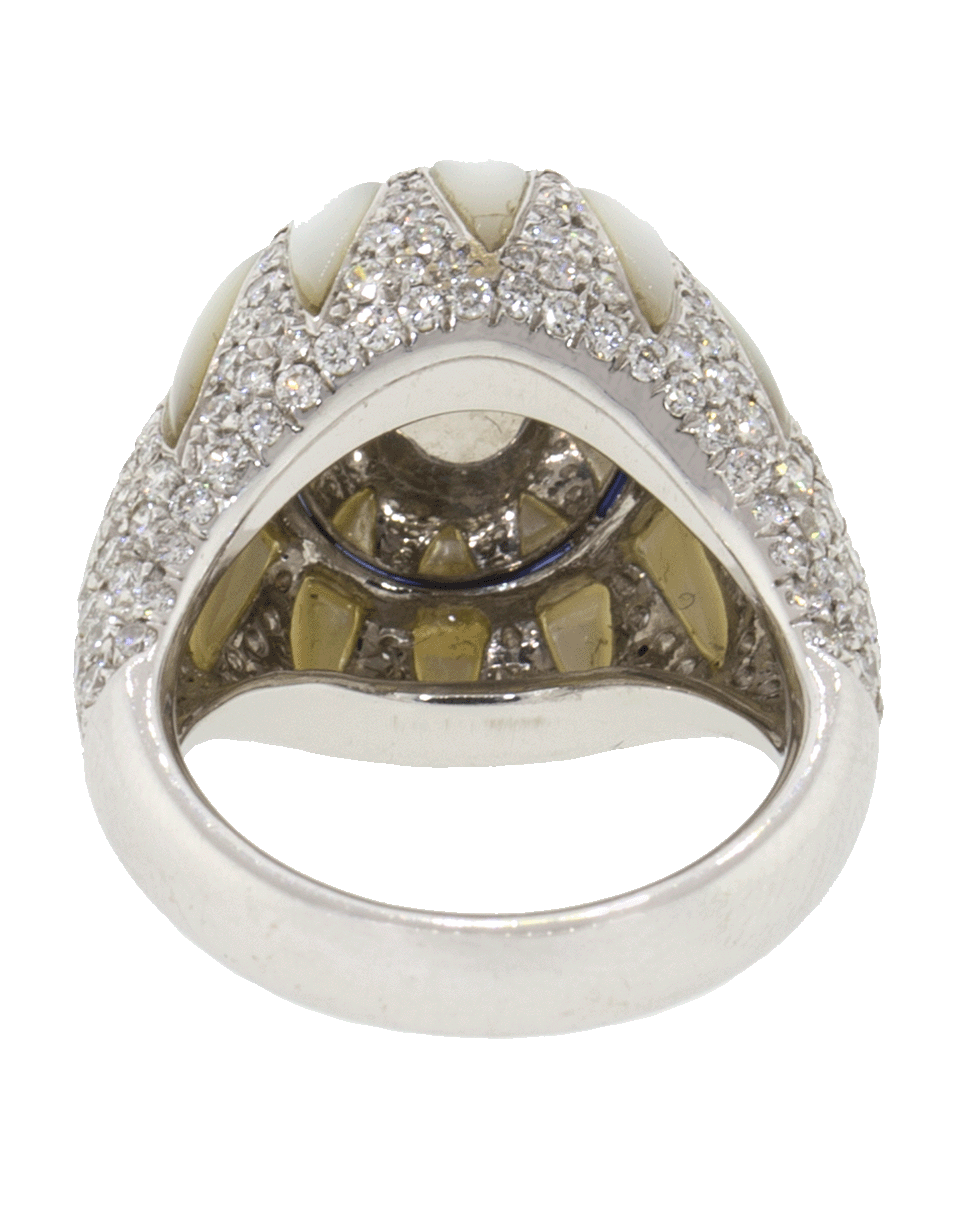 ARUNASHI-Rosecut Blue Sapphire And Diamond Ring-WHITE GOLD