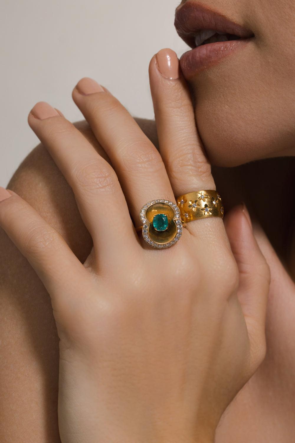 Starry Nights Diamond Ring-YELLOW GOLD-5.5-JEWELRYFINE JEWELRING-ARUNASHI
