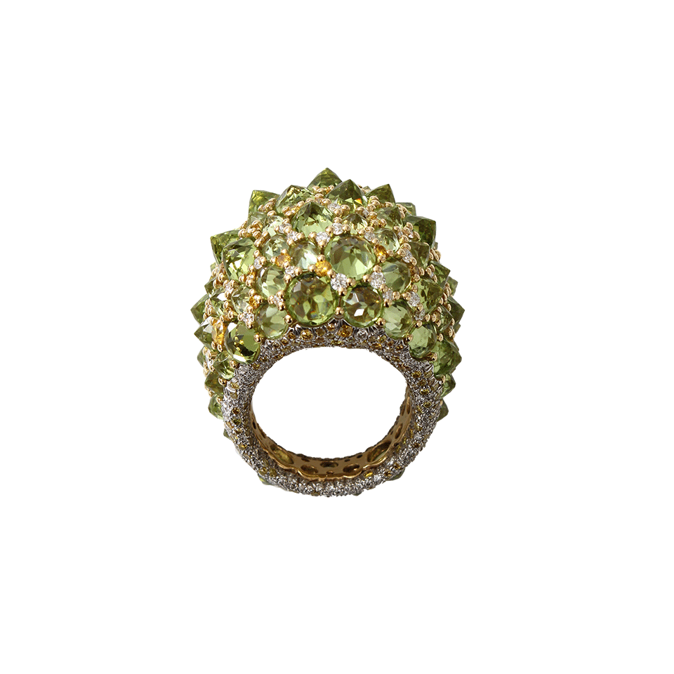 ARUNASHI-Peridot Reverse Set Dome Ring-YELLOW GOLD