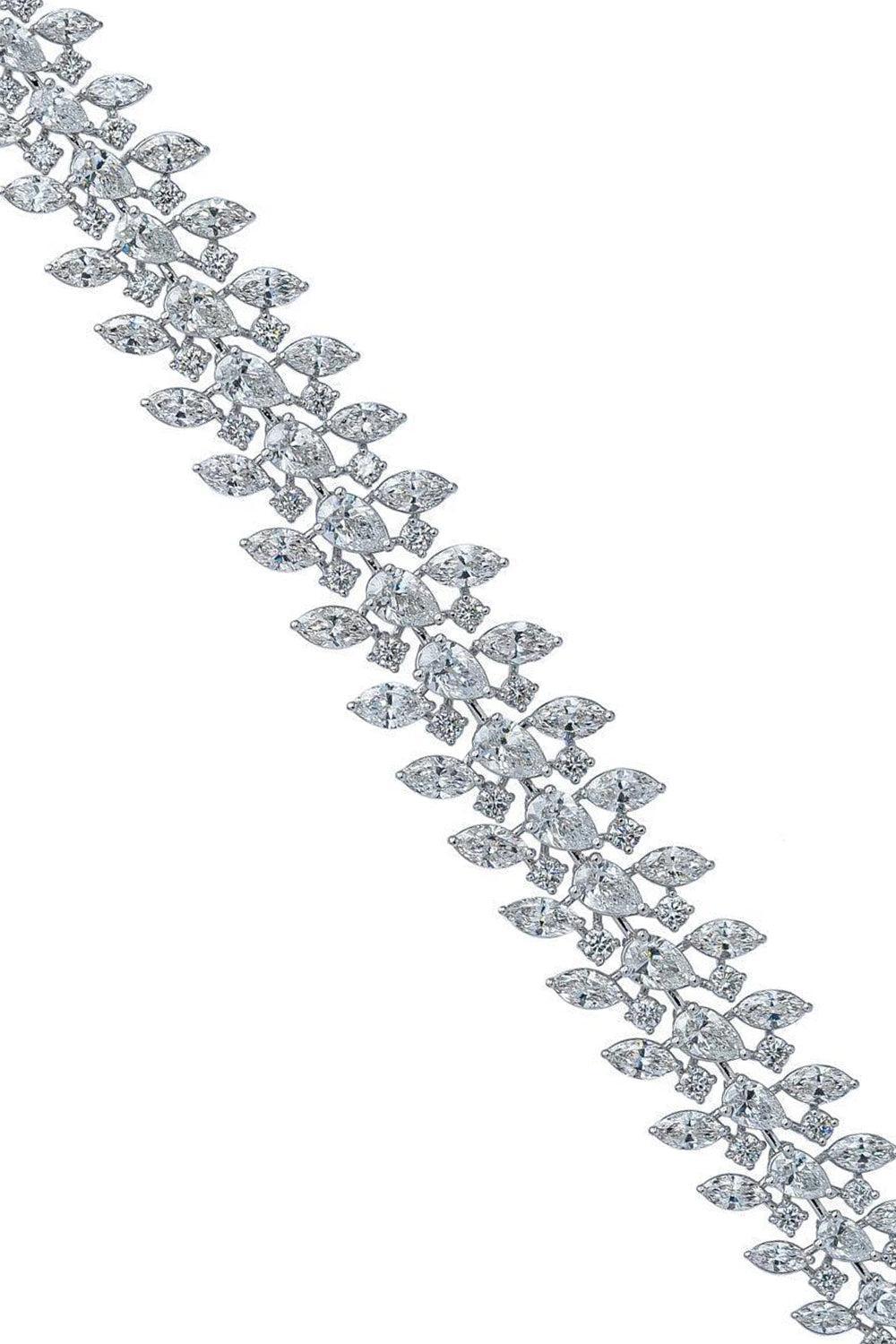 Diamond Multi-Shape Triple Row Bracelet-WHITE GOLD-JEWELRYFINE JEWELBRACELET O-ARZANO