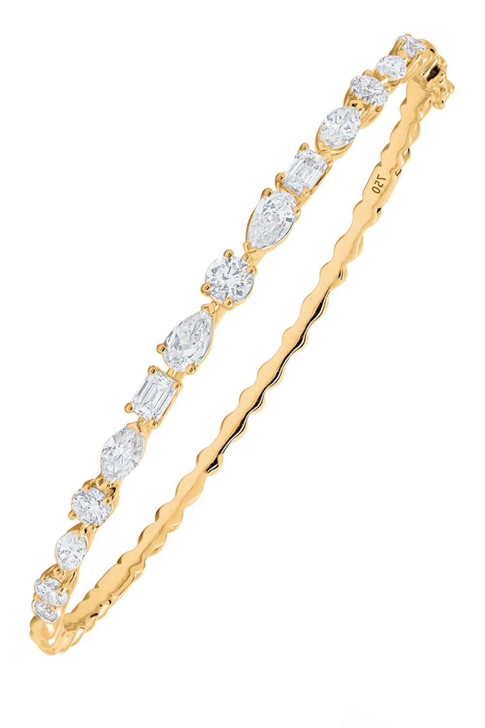  Diamond Multi-Shape Bangle Bracelet - Yellow Gold-YELLOW GOLD-JEWELRYFINE JEWELBRACELET O-ARZANO 