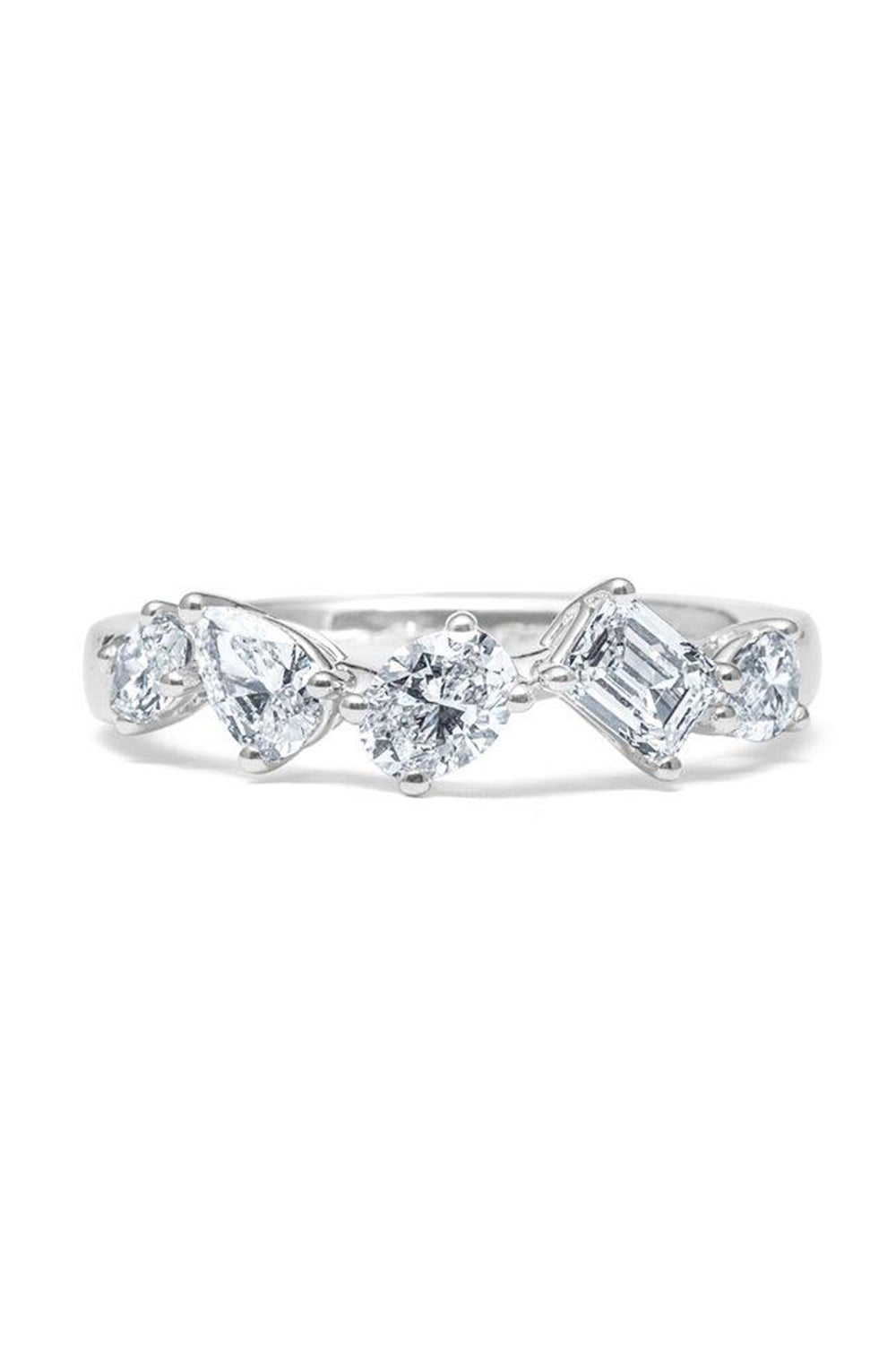 Mutli Diamond Five Row Ring-WHITE GOLD-6.75-JEWELRYFINE JEWELRING-ARZANO