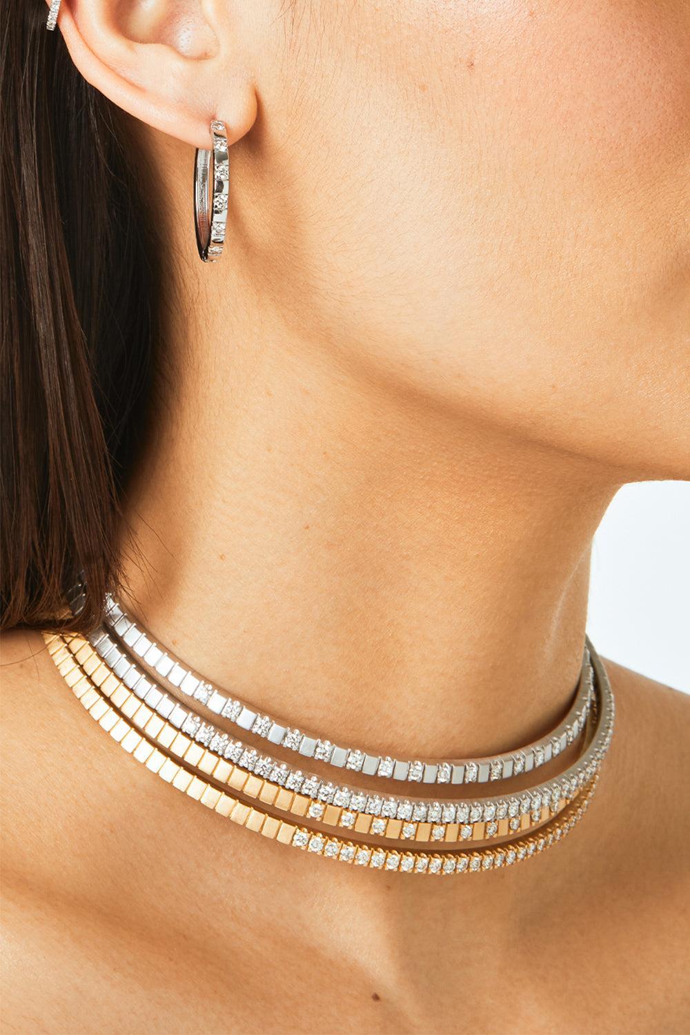 Diamond Shiraz Choker Necklace-YELLOW GOLD-16-JEWELRYFINE JEWELNECKLACE O-ASHAHA